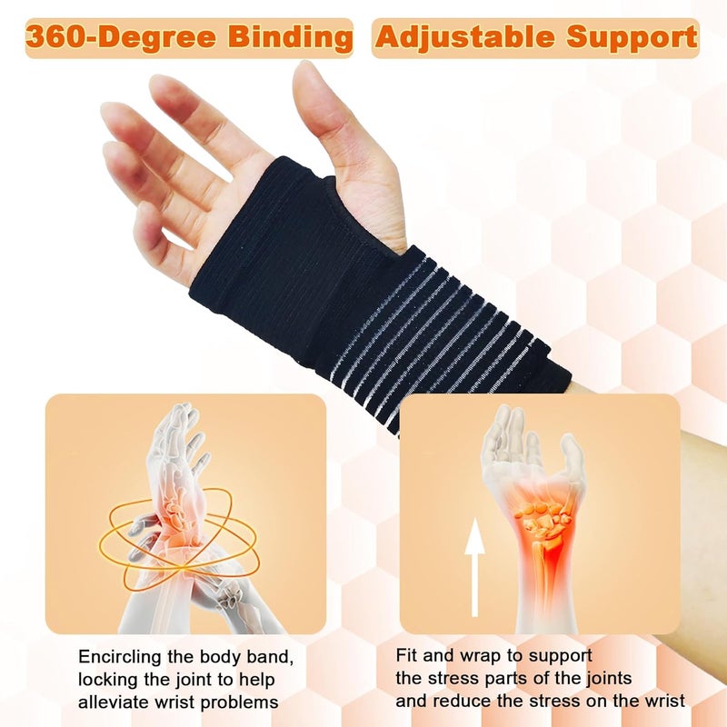 WOXVM 2 Pack Wrist Brace, Compression Wrist Support Splint for Women Men, Adjustable Wrist Strap Compression Wraps Fit Right Left Hand for Fitness, Carpal Tunnel Arthritis, Tendonitis, Wrist Pain - Image 4